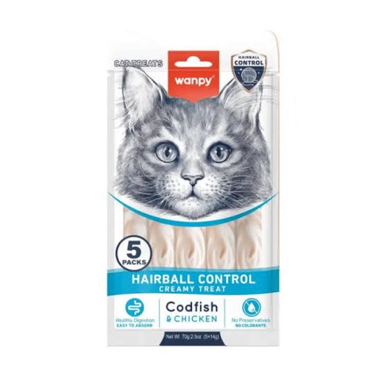 بستنی درمانی گربه ونپی با طعم ماهی کاد و مرغ مدل Hairball Control